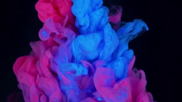 Tinta Colorida Pintar Vista Superior Mistura Água Câmera Lenta Tinta — Vídeo de Stock