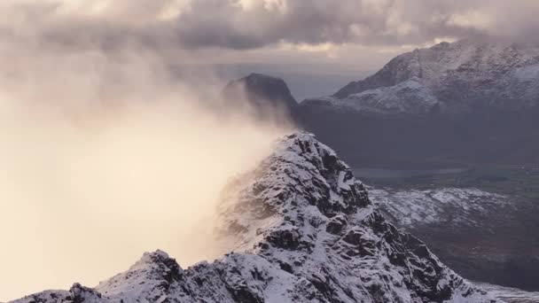 Dron Widokiem Lotu Ptaka Reine Village Lofoten Norwegia Europa — Wideo stockowe