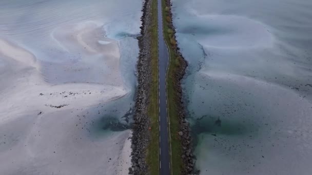 Roadtrip Magával Ragadó Lofoten Köd Háttérben Légi Követés Nordland Norvégia — Stock videók