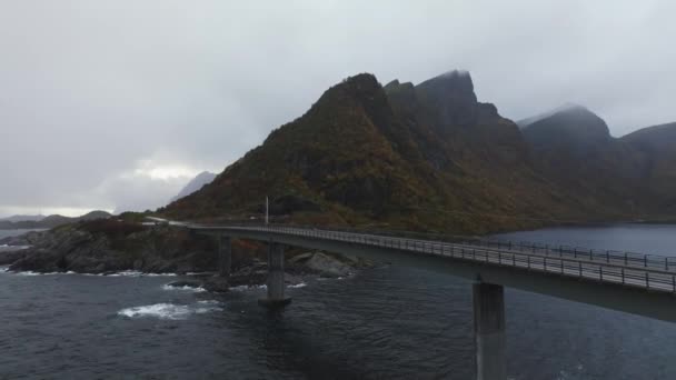 Roadtrip Fängslande Lofoten Dimma Bakgrunden Flygspårning Nordland Norge — Stockvideo