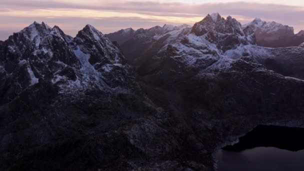 Luchtbeelden Van Lofoten Winter Noord Noorwegen — Stockvideo