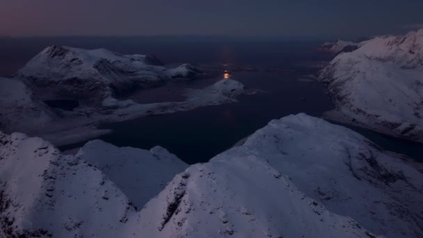 Flygbilder Lofoten Öarna Vintern Nordnorge — Stockvideo