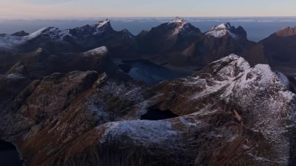 Luftaufnahmen Der Lofoten Winter Nordnorwegen — Stockvideo