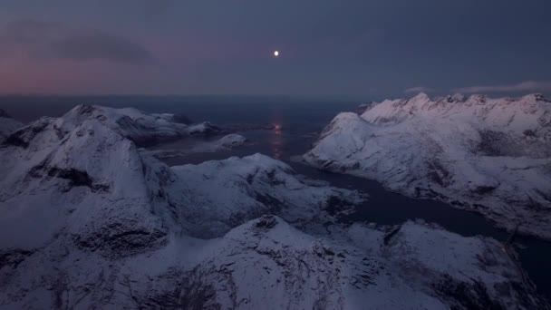 ภาพทางอากาศของเกาะโลโฟเทนในฤด หนาวในนอร เวย เหน — วีดีโอสต็อก