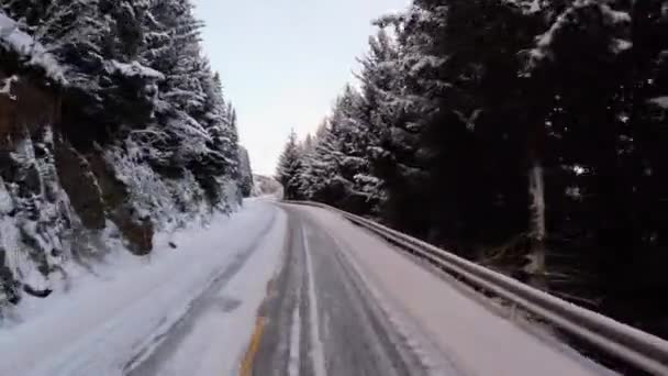 Guidare Una Strada Invernale Lofoten Norvegia — Video Stock