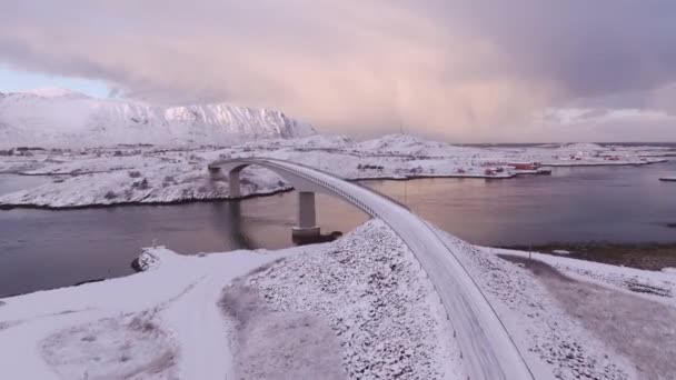 Arktik Lofoten Adaları Nın Muhteşem Hava Aracı Görüntüleri Kış Harikalar — Stok video