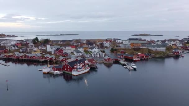 Съёмки Воздуха Лофотенских Островов Зимой Северной Норвегии — стоковое видео