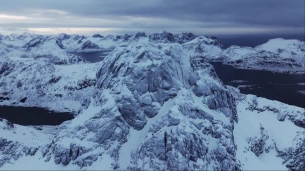 Natuur Van Noorwegen Drone Shots Rond Vestland Gebied Winter — Stockvideo