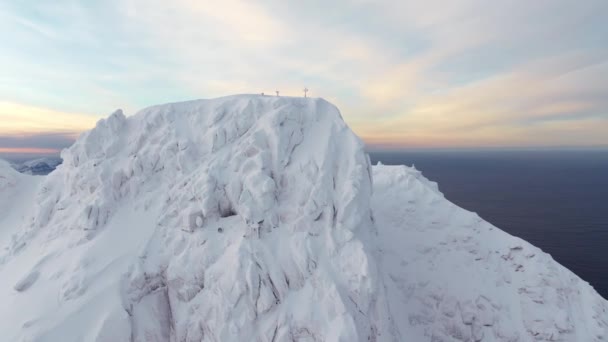 Alpen Koude Berg Top Sneeuw Ijs Toerisme Sport Eco Travel — Stockvideo