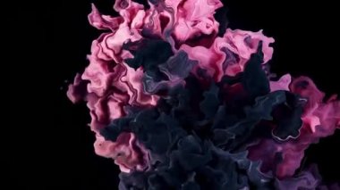 Pembe ve Siyah mürekkep karışımı Siyah arkaplan.