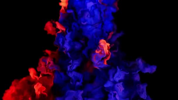 Magic Mixing Color Cloud Silky Ink Water Isolated Black Background — Stock Video