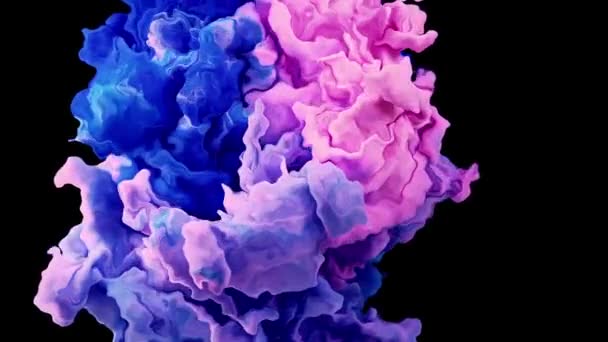 Magische Farbmischung Wolke Aus Seidiger Tinte Wasser Isoliert Auf Schwarzem — Stockvideo
