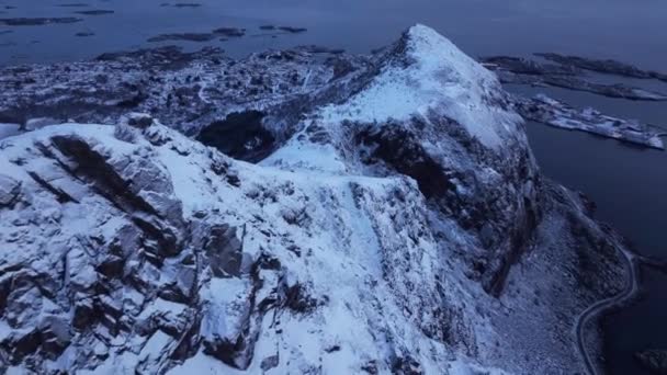 Breathtaking Birds Eye View High Mountain Rocky Peaks Covered White — Stock Video