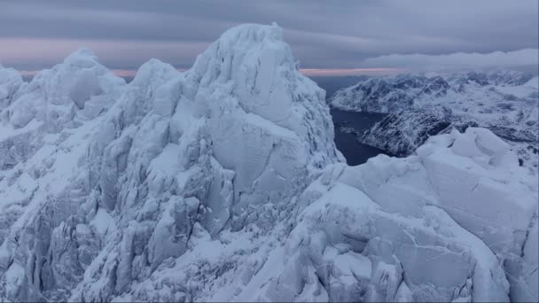 Природа Норвегии Снимки Беспилотников Районе Вестленда Зимой — стоковое видео