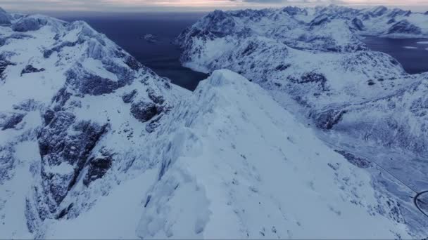 Naturaleza Noruega Drone Dispara Alrededor Zona Vestland Invierno — Vídeo de stock