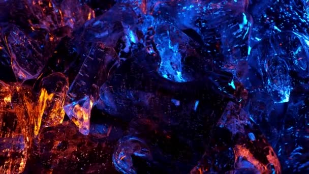 Cubo Hielo Encendido Luz Fuego Color Fondo Pantalla Abstracto Clip De Vídeo
