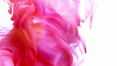 Pink ink dropped in water on white background . High quality 4k footage