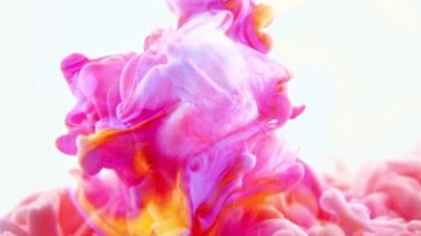 Pink ink dropped in water on white background . High quality 4k footage