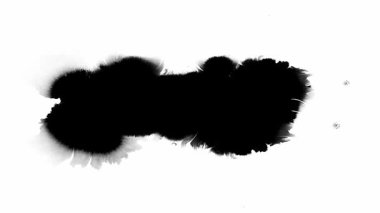 Yaratıcı projeler için ideal, beyaz arka planda siyah mürekkep sıçraması içeren çarpıcı soyut bir resim.