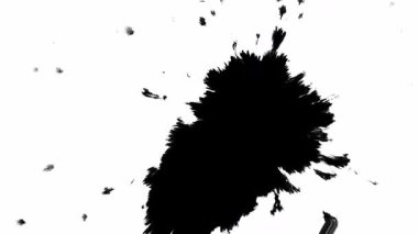 Açık beyaz arkaplanda soyut siyah mürekkep sıçramaları animasyonlar ve çeşitli tasarımlar için ideal bir görsel oluşturur.