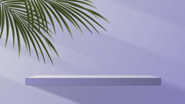 Mor arka plan ürünü, geometrik platformlu kaideyi gösteriyor. Ürününüzü odadaki müşterilerinizden podyumda sergileyin. vektör tasarımı.