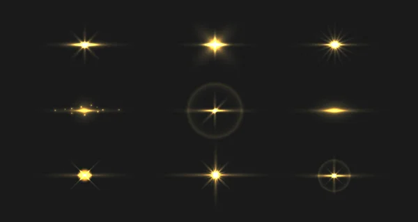 Set Von Hellen Schönen Sternen Mit Effekt Glitzert Mit Besonderem — Stockvektor