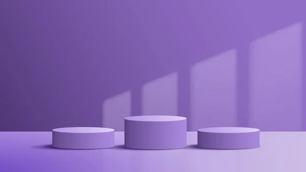 Producto Fondo Púrpura Que Muestra Escena Pedestal Con Plataforma Geométrica — Vector de stock