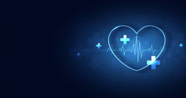 Healthcare heart shape with blue cardio pulse. heartbeat lone, medical abstract background. modern simple design. icon. sign or logo. vector design.