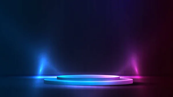 Podium Stand Line Gradient Neon Sci Abstract Scene Pink Blue — Stockvektor