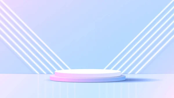 Weergave Podium Staan Met Blauw Roze Verloop Voor Productpresentatie Pastelkleuren — Stockvector