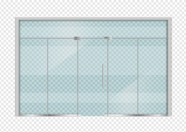 Doppelte Glasschiebetüren Zum Büro Bahnhof Supermarkt Mit Platz Vektordesign — Stockvektor