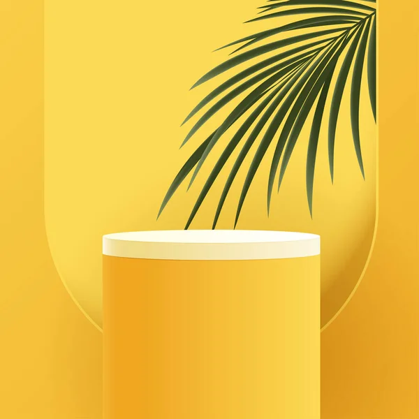 Minimalne Kosmetyczne Żółte Tło Wyświetlacz Podium Premium Prezentacji Produktów Marki — Wektor stockowy