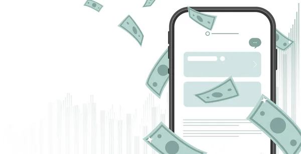 Digitales Geld Online Durch Mobiles Banking Smartphone Bezahlen Mit Geld — Stockvektor