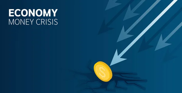 Ekonomisk Penningkris Finansiell Instabilitet Riskfylld Situation Eller Ekonomisk Lågkonjunktur Kris — Stock vektor