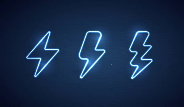 Blitze Setzten Leuchtreklamen Brand Hochspannungs Neon Symbol Licht Banner Design — Stockvektor