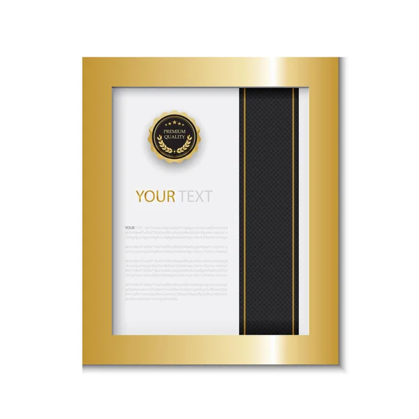 Plantilla Certificado Diploma Color Negro Dorado Con Imagen Vectorial Lujo — Vector de stock