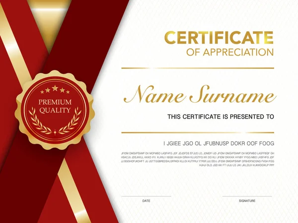 Progettazione Certificati Scolastici Conseguimento Della Laurea Premio Diploma Lusso Rosso — Vettoriale Stock