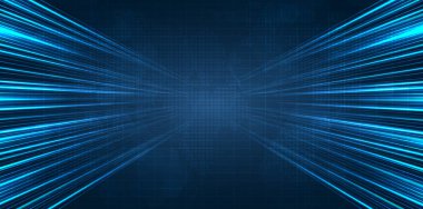 Mavi ışık çizgisi, fiber optik, hız çizgisi, 5g veya 6g 'lık kablosuz veri transferi için fütüristik arka plan, soyut olarak yüksek hızlı internet. İnternet ağı konsepti. vektör tasarımı.