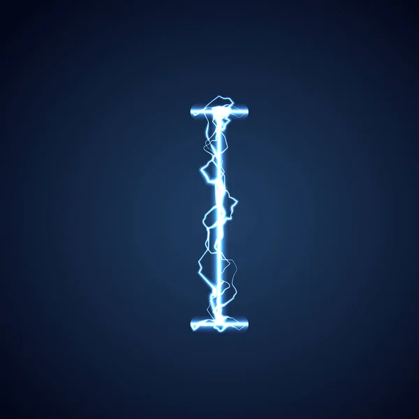 蓝色闪电风格的字母或字母表 闪电和闪电或电动字体 在蓝色背景下发光发光效果 矢量设计 — 图库矢量图片
