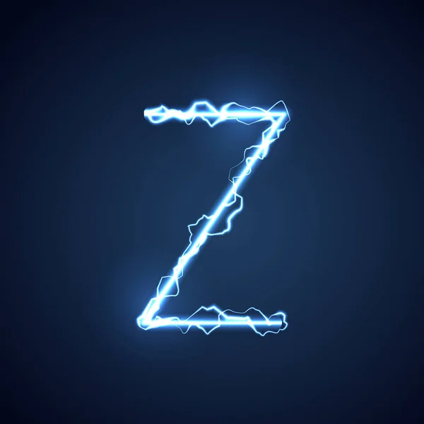 Lettre Alphabet Style Foudre Bleu Éclair Foudre Police Électrique Effet — Image vectorielle