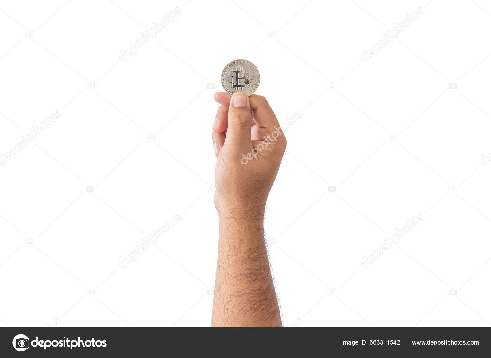Close Hand Man Holding Crypto Coin Copy Space Isolated White — Stock  Editorial Photo © pondshutter@yahoo.com #663311542