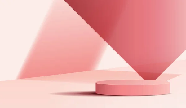 Minimale Cosmetische Roze Achtergrond Premium Podium Display Voor Productpresentatie Branding — Stockvector