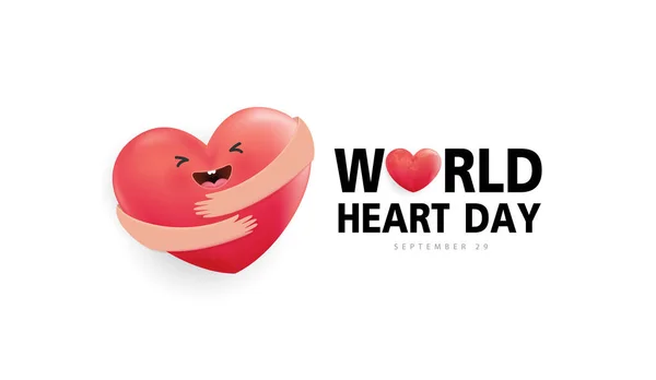 Concepto Del Día Mundial Del Corazón Manos Abrazando Corazón Dibujos — Vector de stock