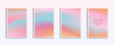 Sevgililer günün kutlu olsun. Broşürler, reklamlar ve kartpostallar için modaya uygun gradyanlar. Romantik, sevimli afişler ya da gezici sosyal paylaşım ilanları. vektör tasarımı.