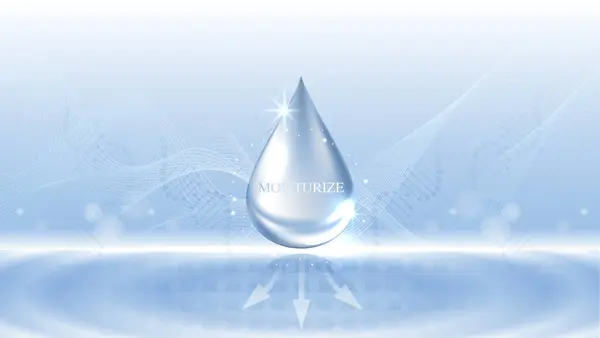 Hydratační Krém Kyselina Hyaluronová Modrém Pozadí Péče Pokožku Kapkami Vody Stock Vektory