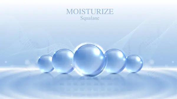 Hydratační Krém Kyselina Hyaluronová Modrém Pozadí Péče Pokožku Kapkami Vody Stock Ilustrace
