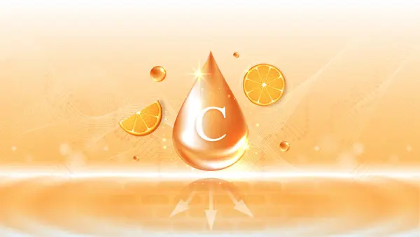 Vitamin Pomerančové Ovoce Kapka Vitamin Krém Kolagen Komplex Séra Přírodní Royalty Free Stock Vektory