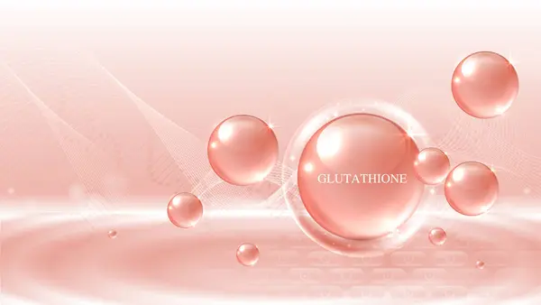 Глутатион Сыворотка Падает Розовые Клетки Кожи Косметической Рекламой Здоровый Образ Стоковый вектор