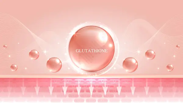 Глутатион Сыворотка Падает Розовые Клетки Кожи Косметической Рекламой Здоровый Образ Лицензионные Стоковые Векторы