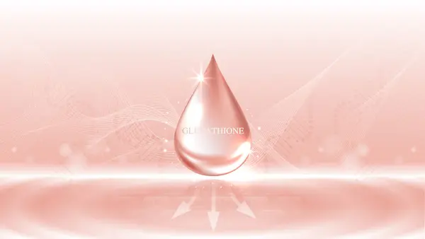 Глутатион Сыворотка Падает Розовые Клетки Кожи Косметической Рекламой Здоровый Образ Стоковая Иллюстрация